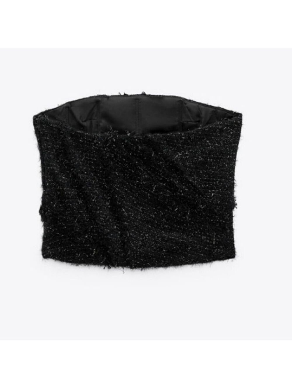 NWT Zara Black Sparkly Limited Edition Strapless Bustier, Size L - Picture 8 of 12